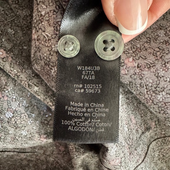 John Varvatos Mens Floral Button Down Shirt Large Brown Oxford - Picture 4 of 8